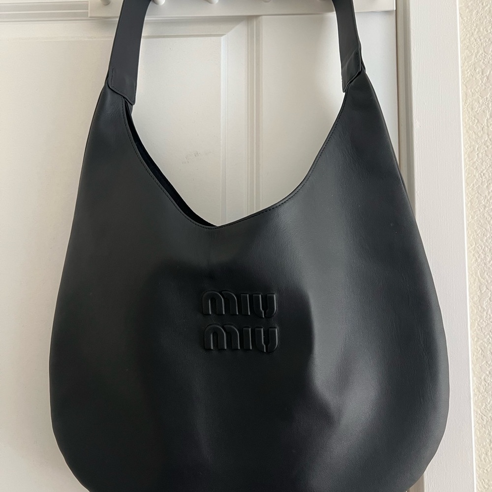 Miu Miu design-like Black Leather Shoulder Hobo